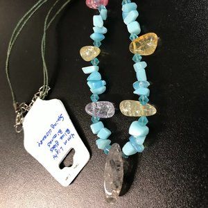19" Crackled Glass and Amazonite Necklace